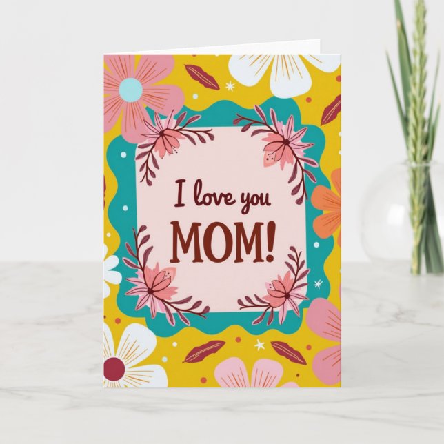 Floral Mustard Pattern Mom Card (Front)