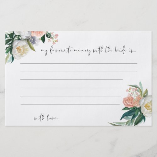 Floral My favourite memory with the bride cards