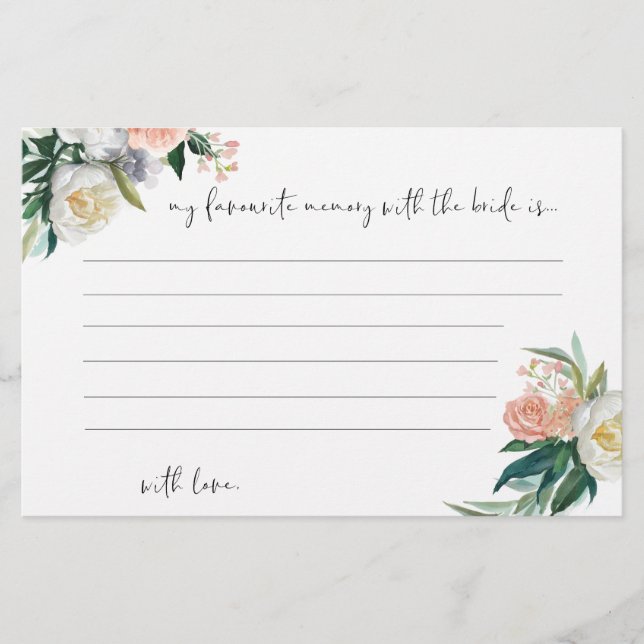 Floral My favourite memory with the bride cards Flyer (Front)