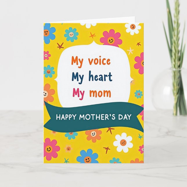 Floral My Mom Hearts Day Card (Front)