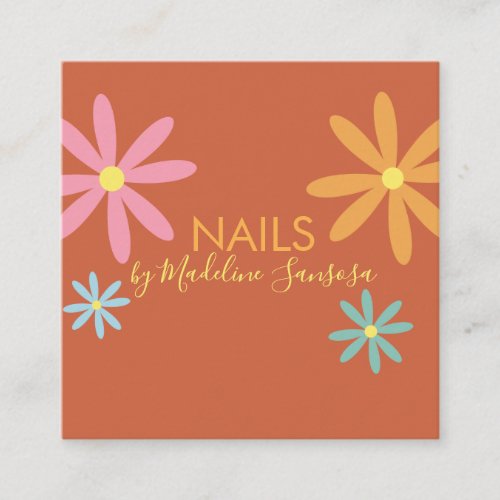 Floral Nail Technician Groovy   Appointment Card