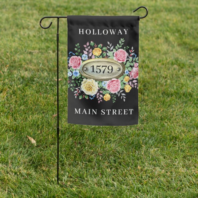 Floral Name and Address Garden Flag (In SItu)