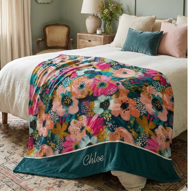 Floral Name  Fleece Blanket (Creator Uploaded)