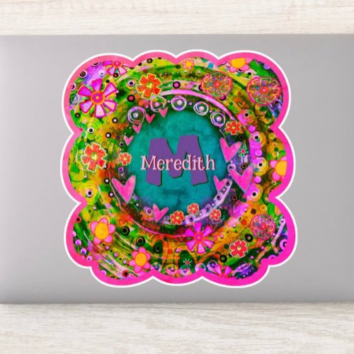 Floral Name  Initial Inspirivity FunPersonalized Sticker