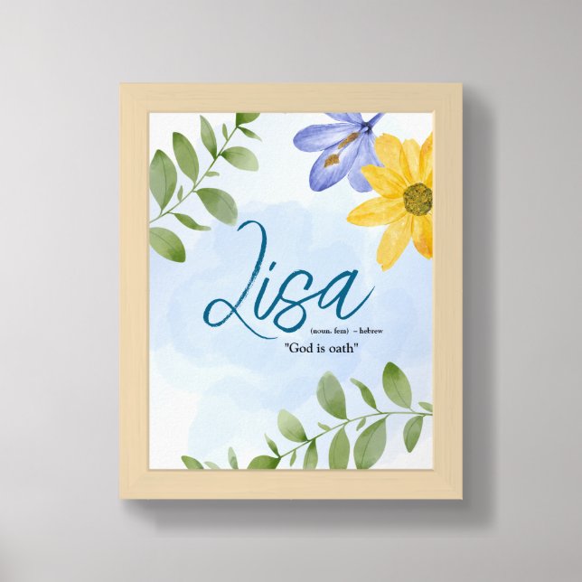 Floral Name Meaning Floral Poster (Framed Front)