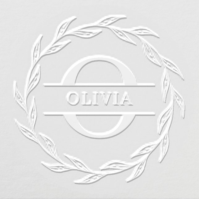 Floral Name Monogram Greenery Wreath Embosser (Design)