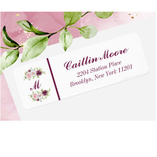 Floral Name & Monogram Return Address Label