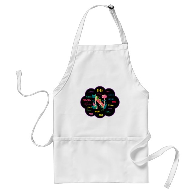 Floral Name Nana Adult Apron (Front)
