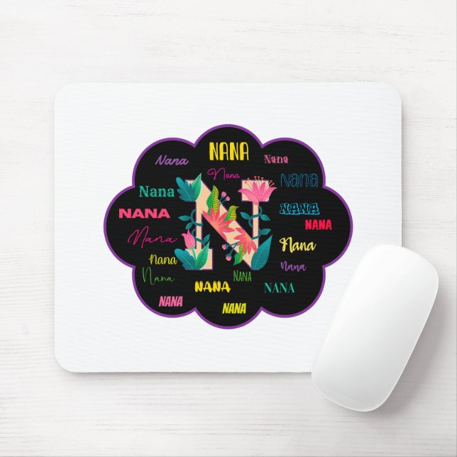 Floral Name Nana Mouse Pad (With Mouse)
