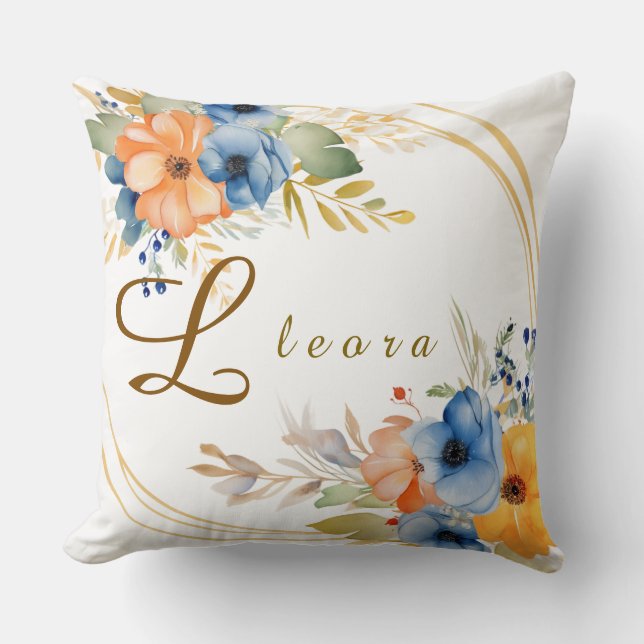Floral Name  Throw Pillow (Front)
