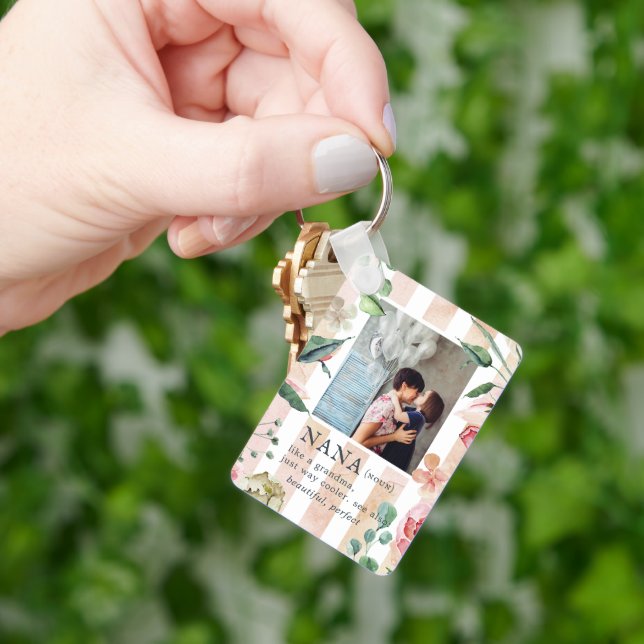 Floral Nana | Personalized Photo Keyring (Hand)