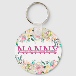 Floral Nanny split Monogram with grandkids names Keychain
