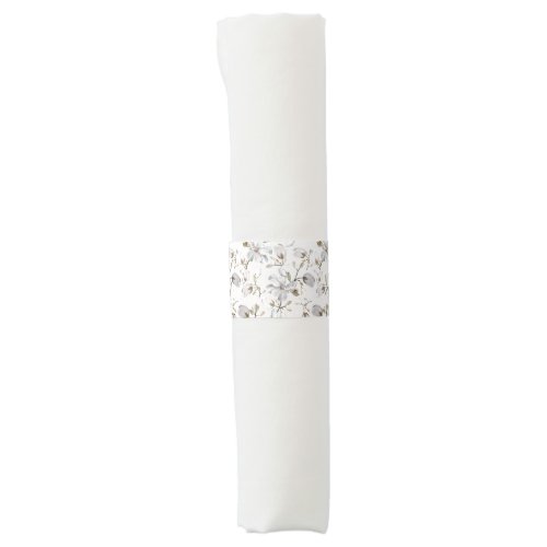 Floral Napkin Band in White