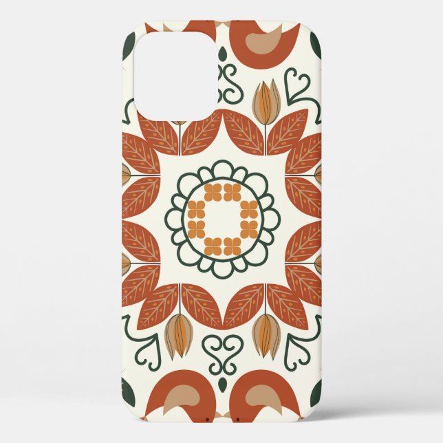 Floral natural abstract geometric pattern on white Case-Mate iPhone case (Back)