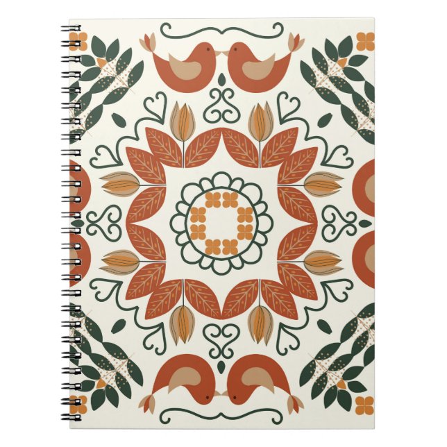 Floral natural abstract geometric pattern on white notebook (Front)
