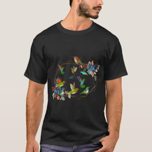 Floral Nature Hummingbird Flowers Hummingbird T-Shirt