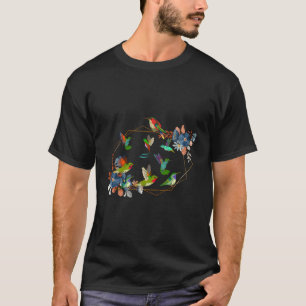 Floral Nature Hummingbird Flowers Hummingbird T-Shirt