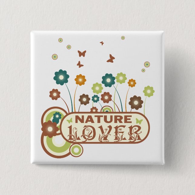 Floral Nature Lover Pinback Button (Front)