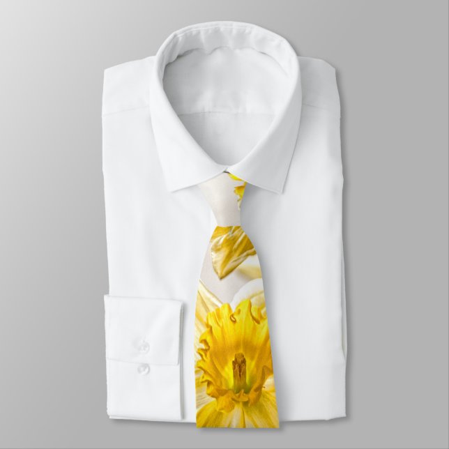 Floral Nature Phtography - Yellow Spring Daffodils Neck Tie (Tied)