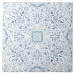 Floral Nature Vintage Blue Pattern Tile at Zazzle