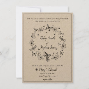 Floral Nature Wreath Formal Wedding Invitation