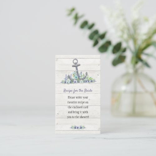 Floral Nautical Anchor Bridal Shower Enclosure Card