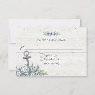 Floral Nautical Anchor Party RSVP Reply