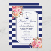 Floral Nautical Anchor Watercolor Bridal Shower Invitation (Front/Back)