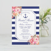 Floral Nautical Anchor Watercolor Bridal Shower Invitation (Standing Front)