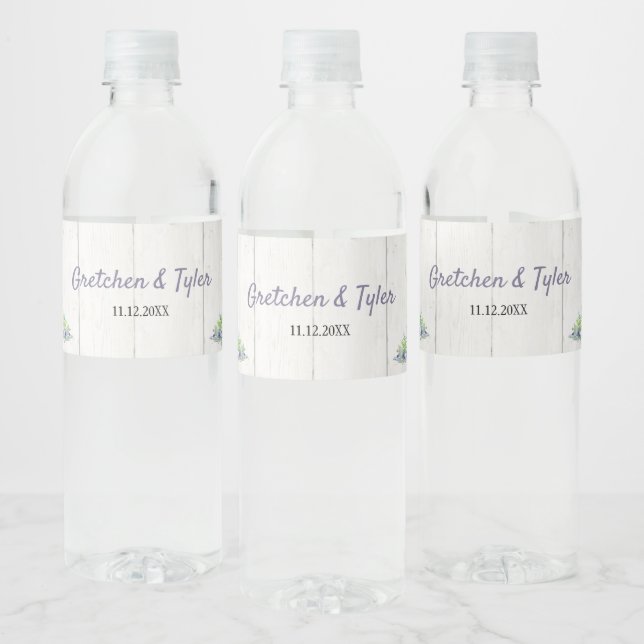 Floral Nautical Anchor Wedding Water Bottle Label (Bottles)