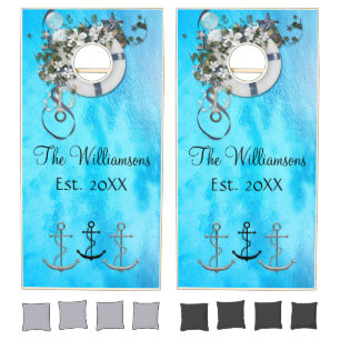 Floral Nautical Family Cornhole Set