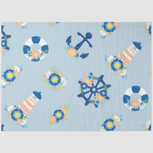 Floral Nautical Series Design 7 Tissue Paper (Front)