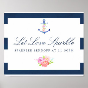 Floral Nautical Wedding Sparkler Sendoff Sign