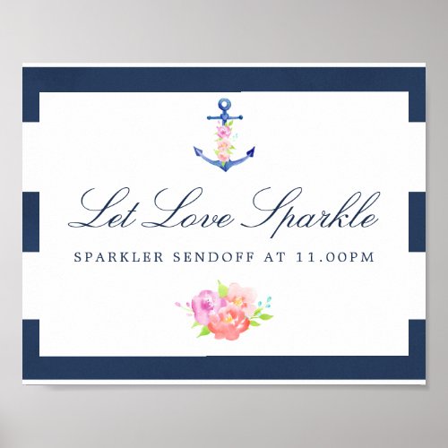 Floral Nautical Wedding Sparkler Sendoff Sign