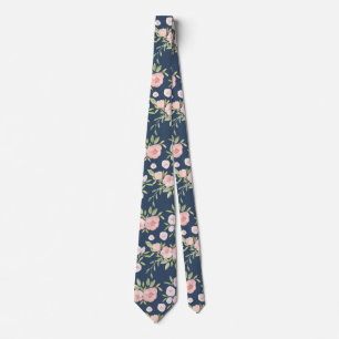 Floral Navy and Blush Neck Tie