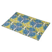 Floral Navy Blue and Yellow pattern Cloth Placemat (On Table)
