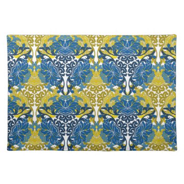 Floral Navy Blue and Yellow pattern Cloth Placemat