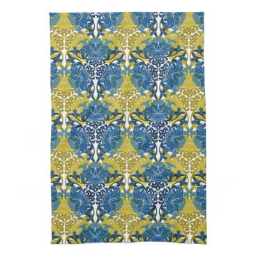 Floral Navy Blue and Yellow pattern Towel
