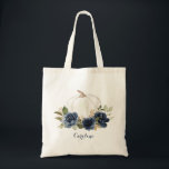 Floral Navy Blue Pumpkin Fall Bridesmaids Tote Bag<br><div class="desc">Floral Navy Blue Pumpkin Fall Bridal Shower Personalized Bridesmaids Tote Bag</div>
