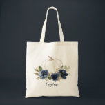 Floral Navy Blue Pumpkin Fall Bridesmaids Tote Bag<br><div class="desc">Floral Navy Blue Pumpkin Fall Bridal Shower Personalized Bridesmaids Tote Bag</div>