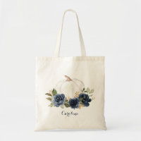 Floral Navy Blue Pumpkin Fall Bridesmaids