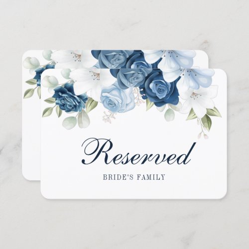 Floral Navy Blue Watercolor Wedding Reserved Sign Invitation