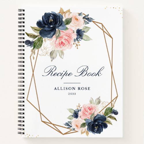 Floral Navy  blush Recipe Book