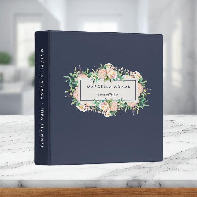 Floral & Navy Office 3 Ring Binder (Creator Uploaded)