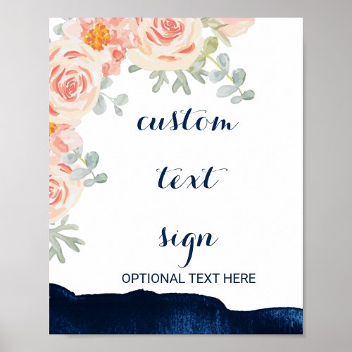 Floral  Navy Watercolor Cards  Gifts Custom Sign