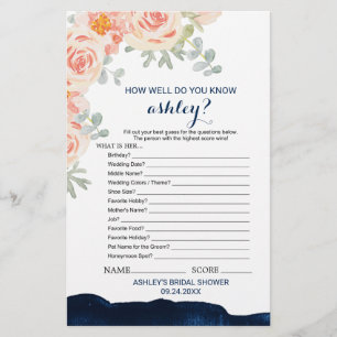 Floral & Navy Watercolor What's In Your Purse Game