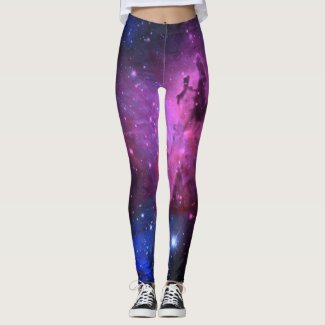 Floral Nebula Pink and Blue Leggings