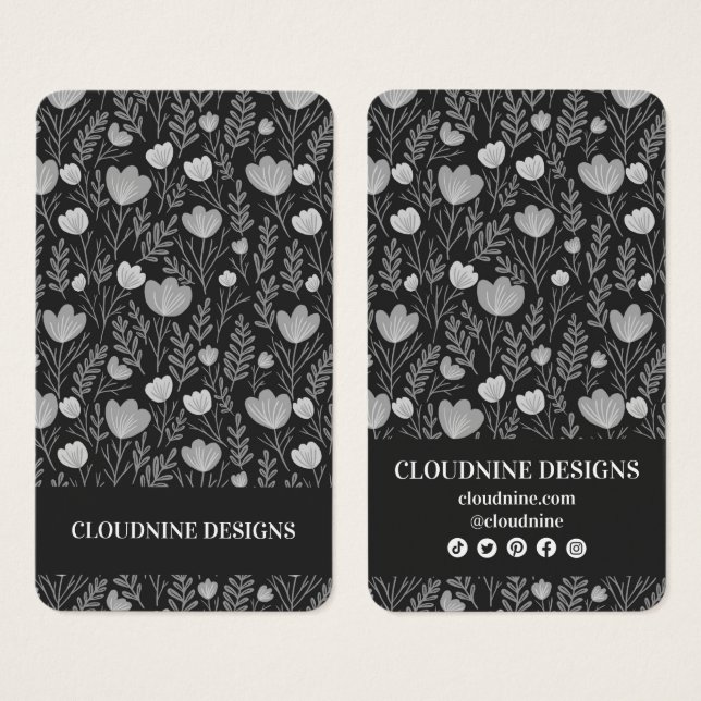 Floral Necklace Earring Black Jewelry Display Card (Front & Back)