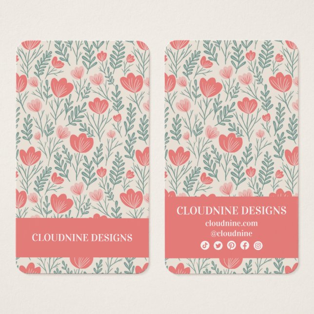 Floral Necklace Earring Pink Jewelry Display Card (Front & Back)