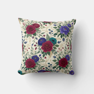 Floral Neckline & Hem Border Design Throw Pillow